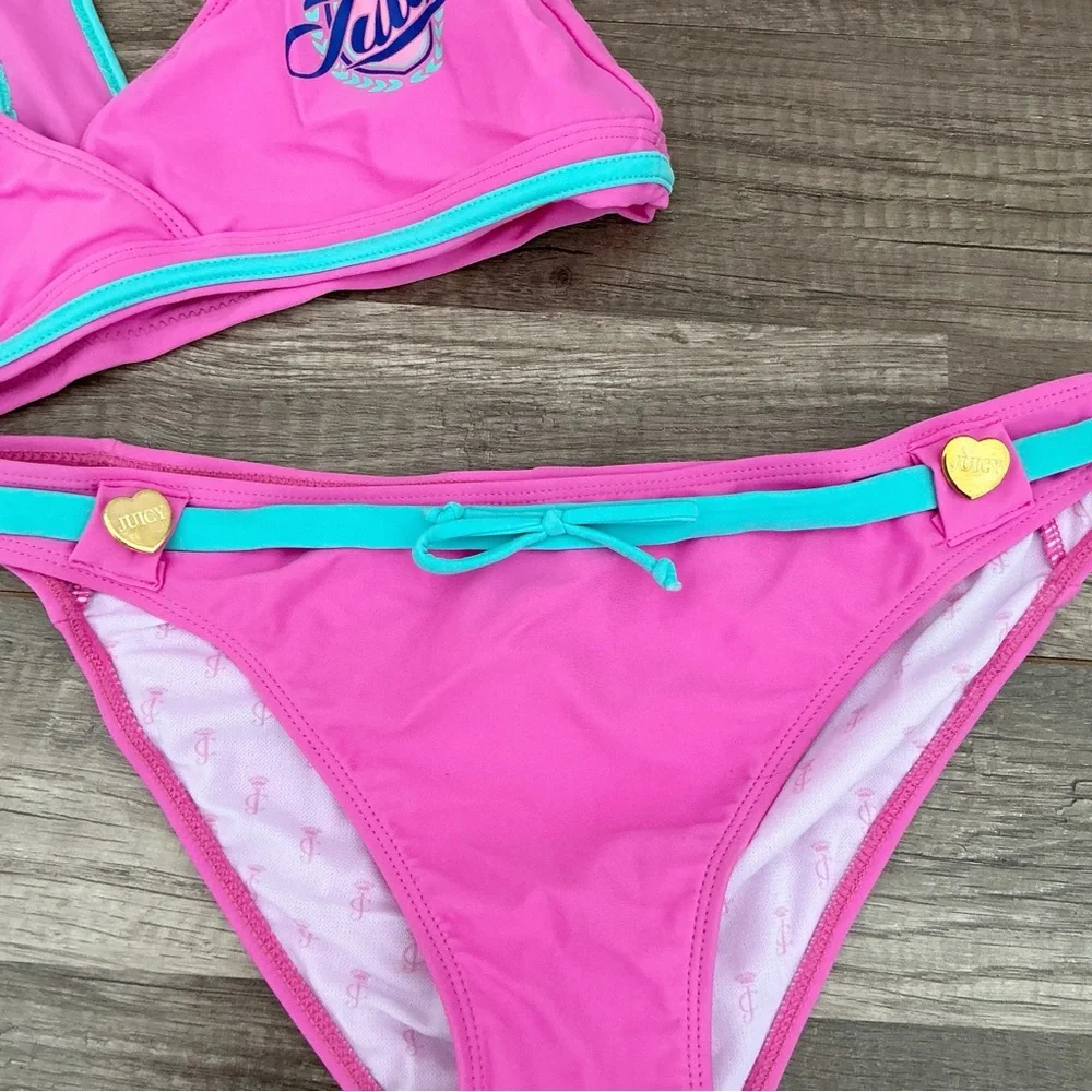New Girls Juicy Couture Pink Bikini Set Size 16